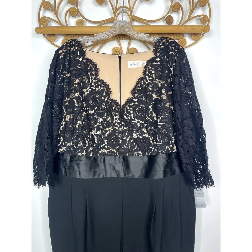 NEW Eliza J Black Beige Women's Size 20W Plus Lace Bodice Jumpsuit - Picture 3 of 8